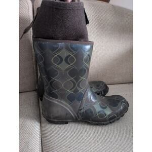 BOGS Becca Brown Swirl Print Fleece Lined Mid Calf Boots Womens's Size 11
